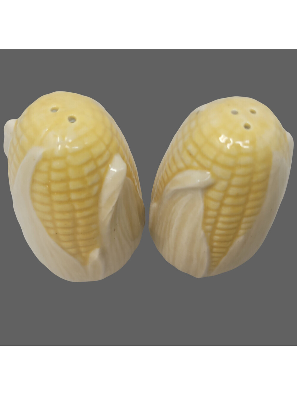 Vintage Metlox Calif Ceramic Ear of Corn Stalk Shaped Salt & Pepper Shakers USA